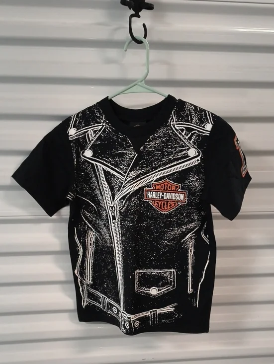 Harley-Davidson Big Boys' Size 8/10 Zipper Graphic T-Shirt Black 1092531