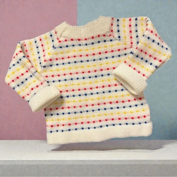Vintage Pink and Blue Togs Knit Sweater – Made in Japan – Size L (Toddler)