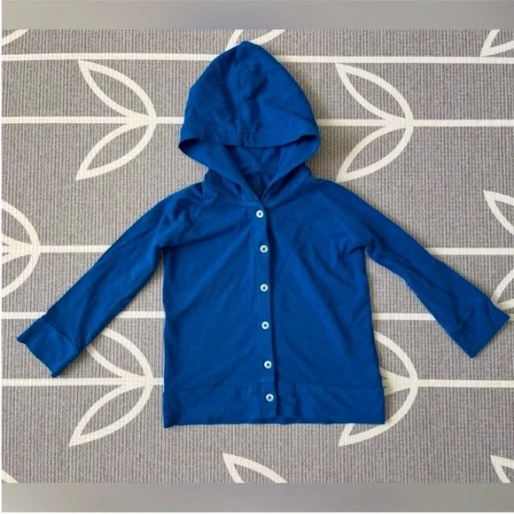 Kate Quinn Botton front raglan hoodie | royal blue |organic cotton