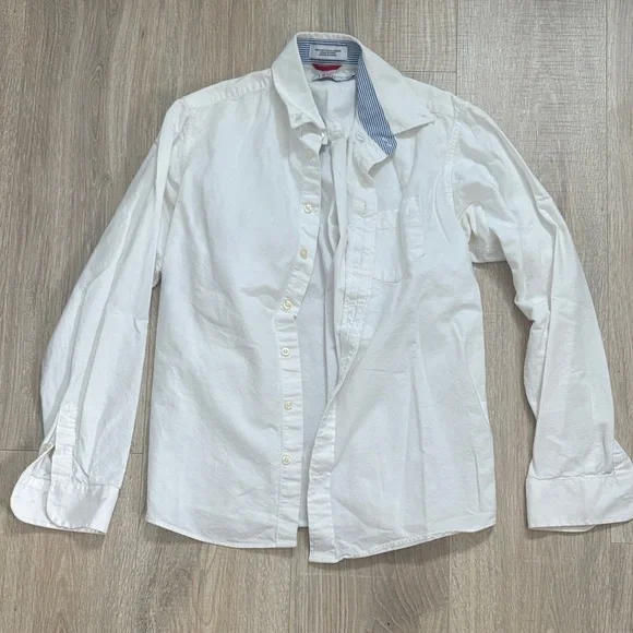 Izod Kids White Button-Down Shirt with Subtle Collar Contrast