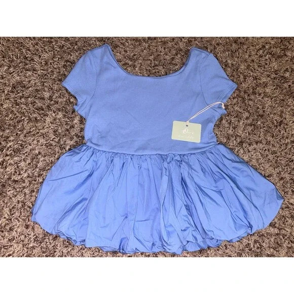 Girls Owillo Preplum‎ Top Baby Blue M NWT