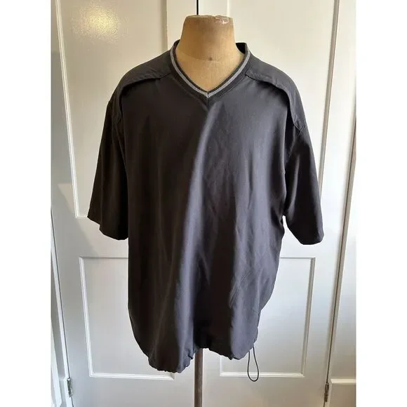 NIKE GOLF PULLOVER WINDBREAKER‎ 2XL Black Vented Draw String Bottom Rn#56323