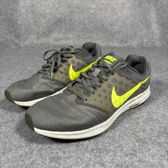 Nike Downshifter 7 Running Shoes 11‎ Gray Neon Yellow Mesh Athletic 852459-004