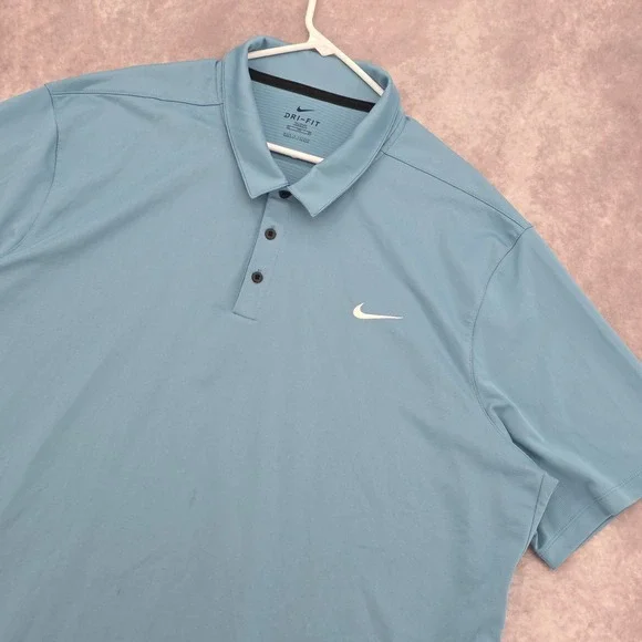 Nike Dri-FIT Golf Polo Shirt Mens 3XL Blue Short Sleeve Swoosh Athletic Top Soft