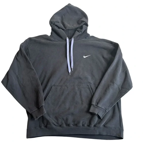 Nike Black‎ Hoodie Pullover Sweatshirt Swoosh Logo Kangaroo Pocket Size XL