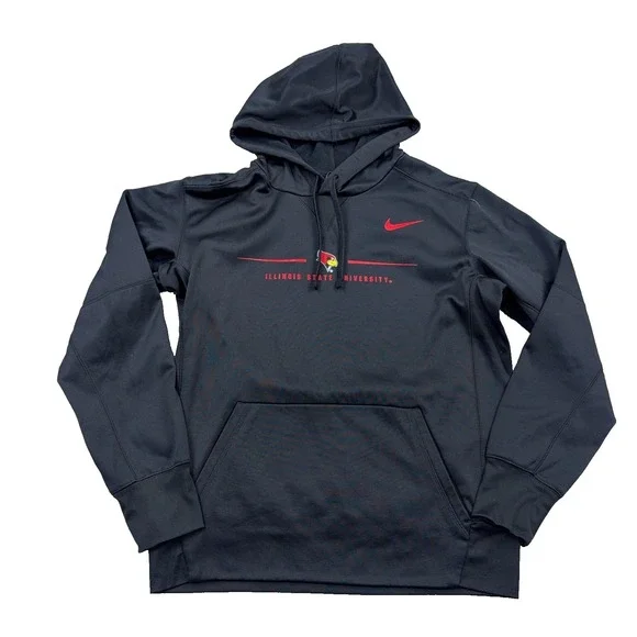 Illinois State Redbirds Hoodie Men Medium Black Nike Dri Fit Sweatshirt Hooded