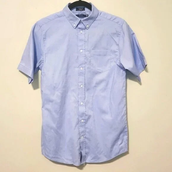 Nautica button down Oxford shirt sz XL 18-20 short sleeve blue