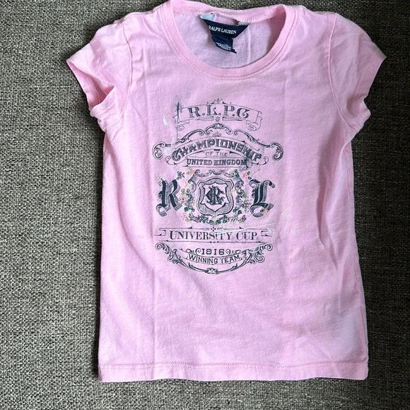 Ralph Lauren Girls Pink Short Sleeve T-Shirt Size 5