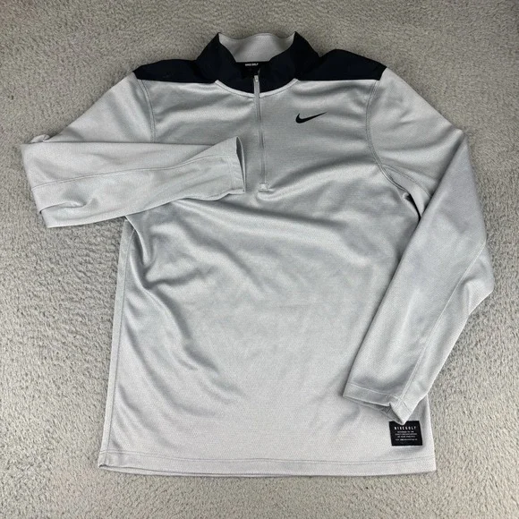Nike Golf‎ Dri-FIT Quarter Zip Pullover Mens Small Grey Black AH5548-012