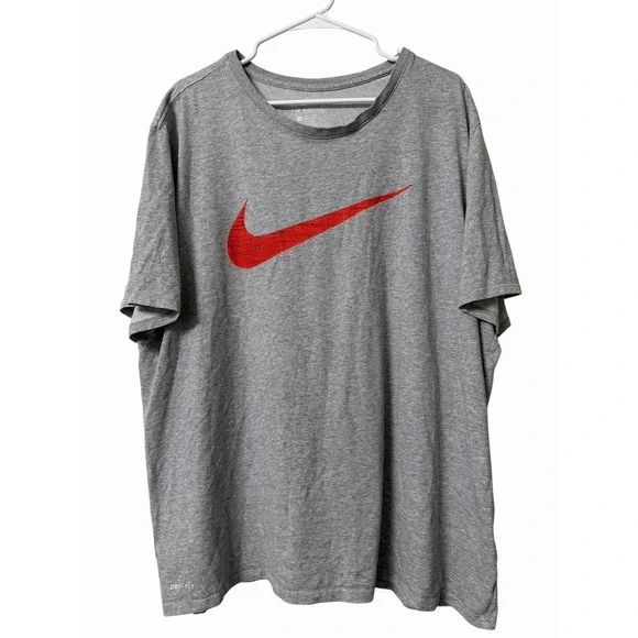 Nike Dri Fit Athletic Cut T Shirt Red Swoosh Graphic Men's 3XL Short Sleeve