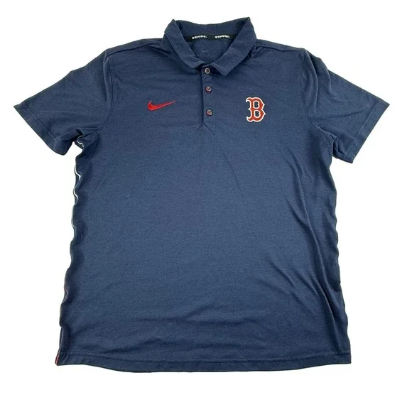 Nike Baseball Dri-Fit Performance Polo Boston Red Sox Navy Blue Mens Medium