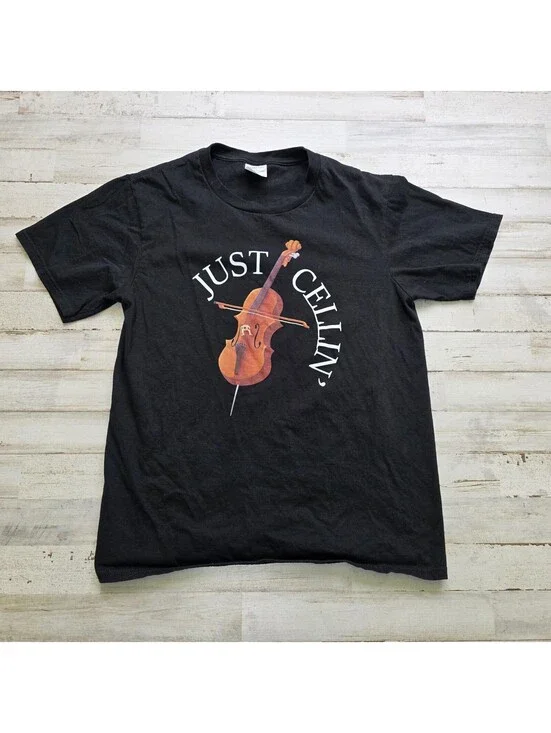 Just Cellin' Tee Funny Cello Player Gift Idea Orchestra Concert YOUTH LG T-Shirt