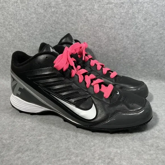 Nike Land Shark Football Cleats Men's 10 Black Silver Athletic 511292-009 Soccer