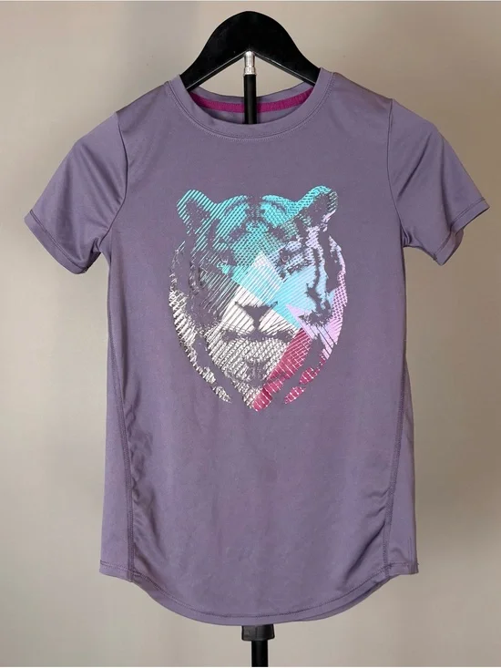 All in Motion Girls Tiger Graphic Athletic Activewear Performance School Shirt L