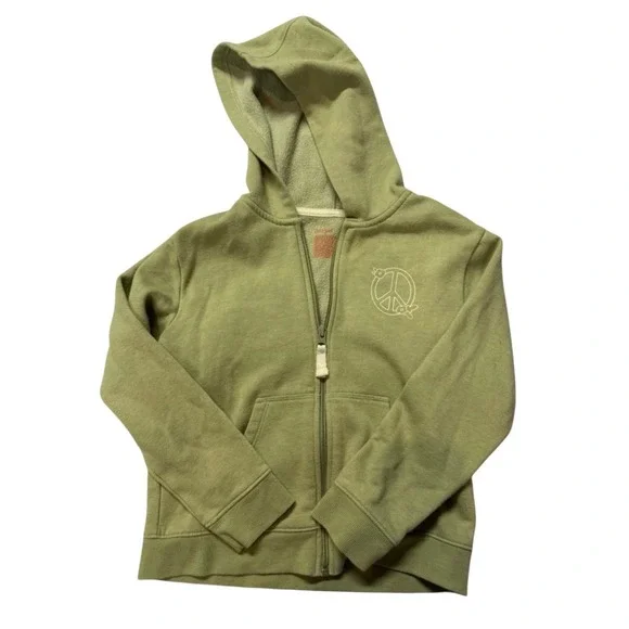 Kids Green‎ Hoodie with Peace Sign