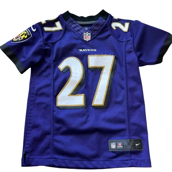 NFL Baltimore Ravens Jersey Child Sz S Rice 27 Appliqué