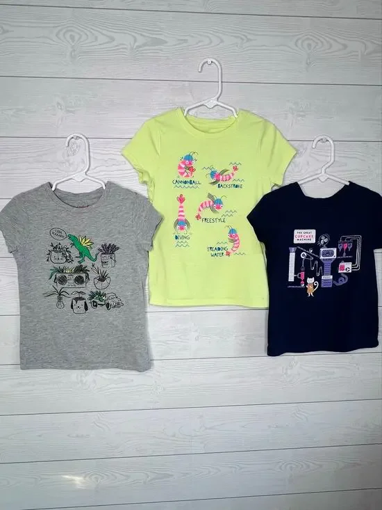 Cat and Jack toddler girls' short sleeve T-shirts-lot of 3- Size 4T & XS(4/5)