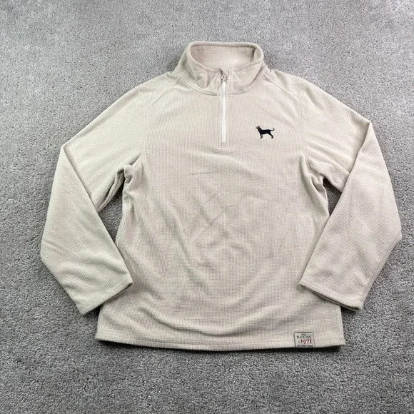 The Black Dog Fleece Pullover Kids Large Tan Waffle Knit Quarter Zip Coastal