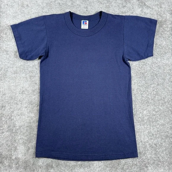 Vintage Russell Athletic T-Shirt Youth Medium Blue Short Sleeve #10‎