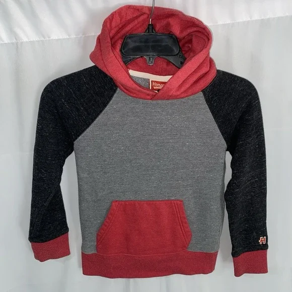 Homage Blank Gray/Red/Charcoal Hoodie Hooded Sweatshirt Youth Kids Size 6
