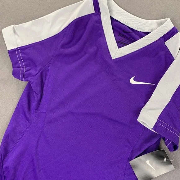 NEW Nike Dri-FIT Softball Shirt Girls S‎ Purple White Jersey Performance Track