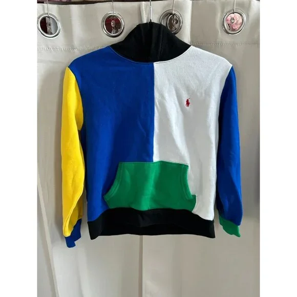 Polo Ralph Lauren Youth 14-16 Hoodie Sweatshirt Color Block Preppy‎ Y2K 17740x