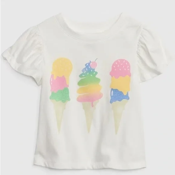 NWT Gap Kids Ice Cream Cone Puffed Ruffle Sleeve Tee Shirt