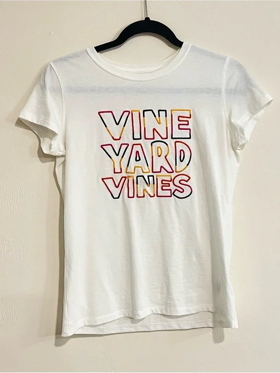 Vineyard Vines Rainbow Embroidered Girls T-Shirt White Size Large