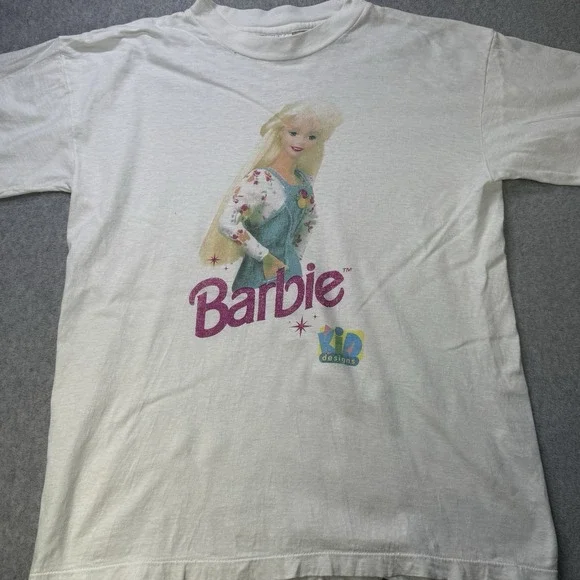 Vintage 90s Barbie Graphic T-Shirt Kid Designs Tee M Y2K Mattel‎