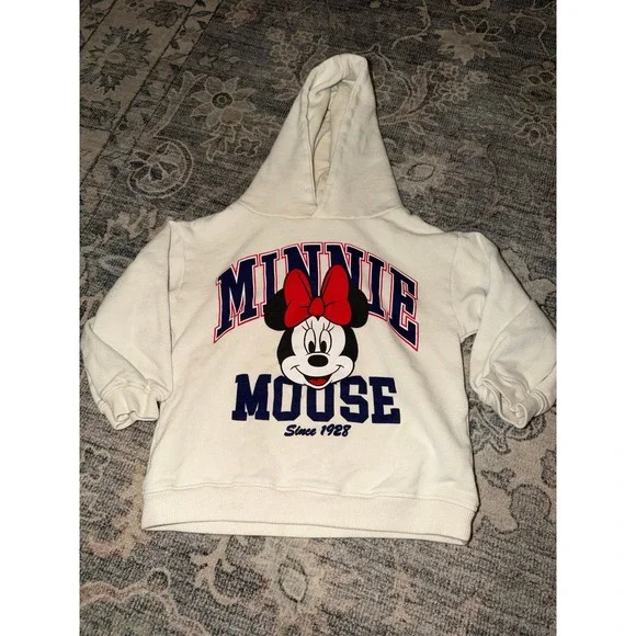 Zara Kids Disney Minnie Mouse Hoodie Graphic Sweatshirt Logo