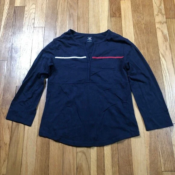Tommy Hilfiger Shirt Girls Medium Blue Junior Youth Long Sleeve Top‎