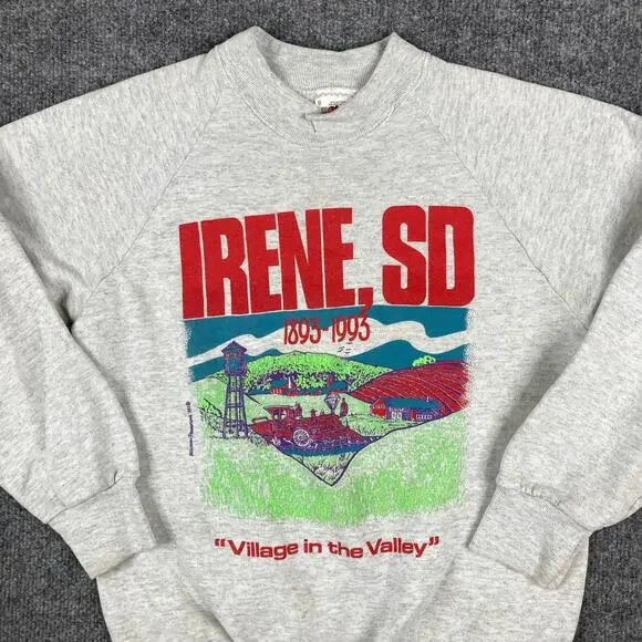Fruit of the Loom Sweatshirt Boys S Gray USA Vintage‎ Irene SD 1893 Graphic