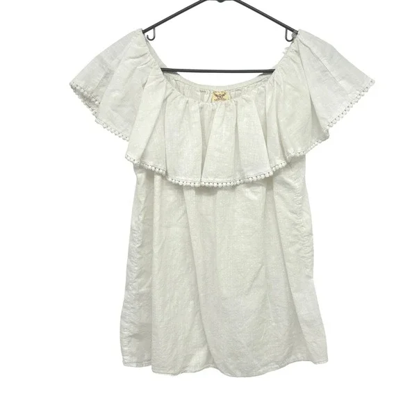 Prairie Off Shoulder Peasant‎ Top Girls M Cottagecore White Cotton Gauze Fairy