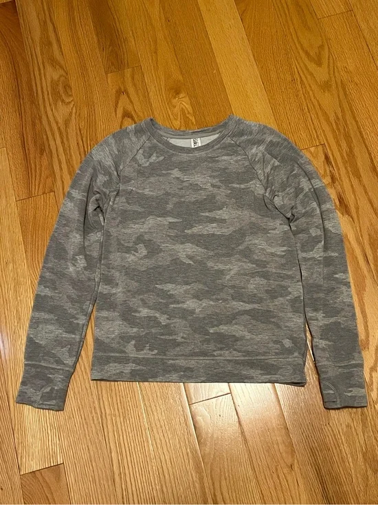 Athleta Girl Gray Camo Crewneck Sweatshirt