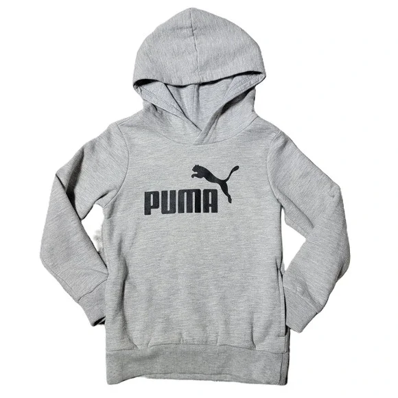 Boys 4T Puma Logo Hoodie Sweatshirt Light Gray Pullover Hooded Pocket Kids‎ 4