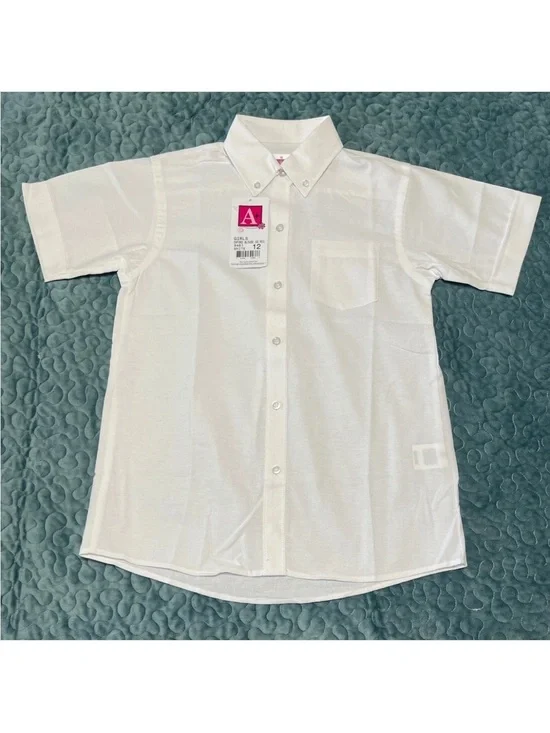A+ School Apparel Uniform Girls Oxford Blouse Shirt SZ 12 SS White Button Collar