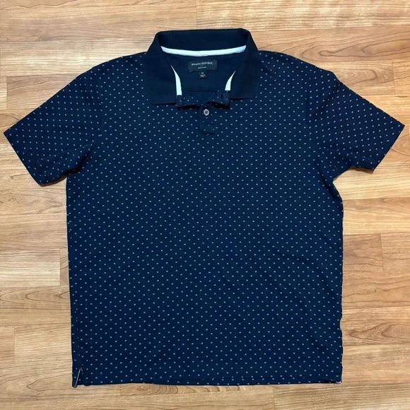 Banana Republic Youth Boy Medium Dress Polo Navy Blue‎ Cotton Church Easter