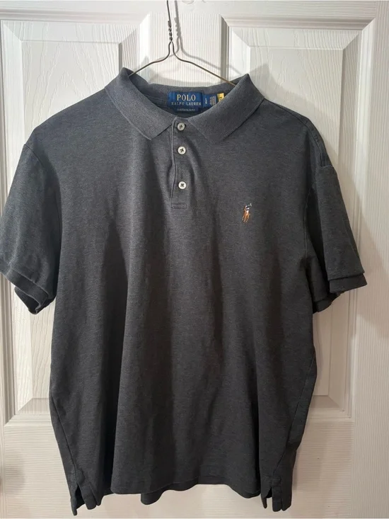 Boys Ralph Lauren Polo Gray Short Sleeve Shirt with Embroidered Pony Size L