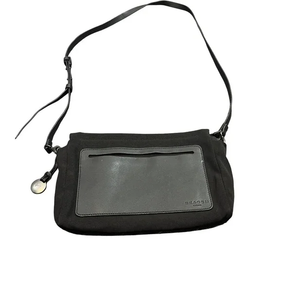 Skagen‎ Crossbody Bag Womens OS Black Nylon Leather Trim Minimalist Messenger