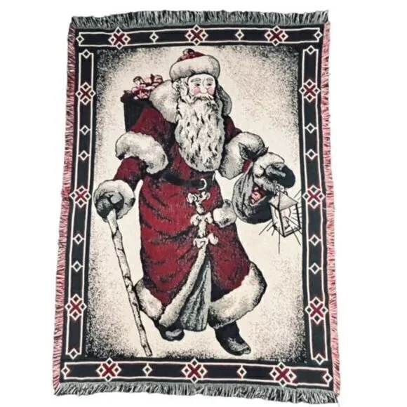 Vintage BEACON The Blanket Brand Santa Claus Blanket Tapestry #508 ‎ 50