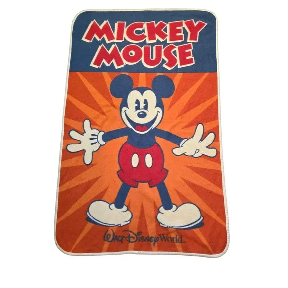 Disney World Mickey‎ Mouse Fleece Throw Blanket, Gently Used, 58.5