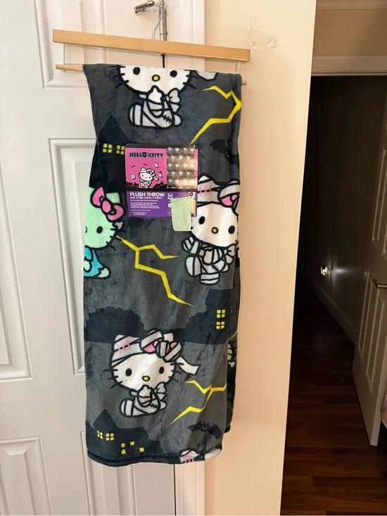 Hello Kitty Halloween Frankenstein & Mummy Plush Throw Blanket