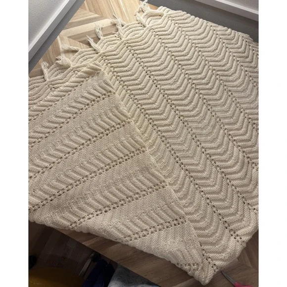 VTG Handmade‎ Crochet Afghan Blanket Ivory 78