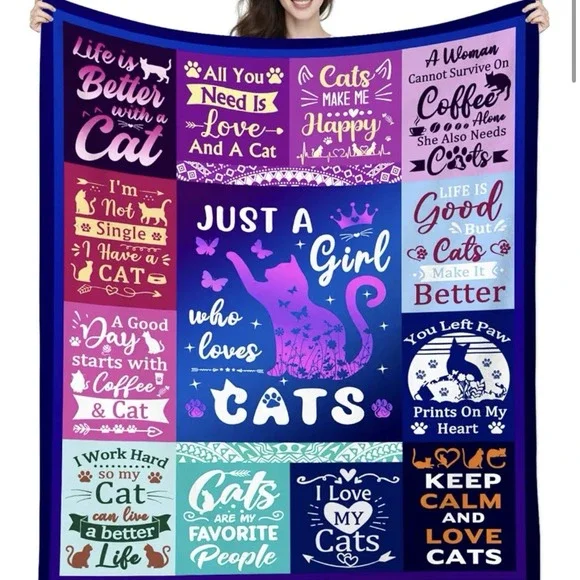 Cute Cat Blankets For Cat Lovers ,3D Prind Pet Kitten Blankets And Throws 50x40