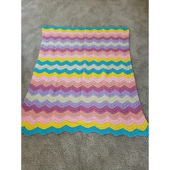 Handmade Crochet Afghan Blanket Appox. 54