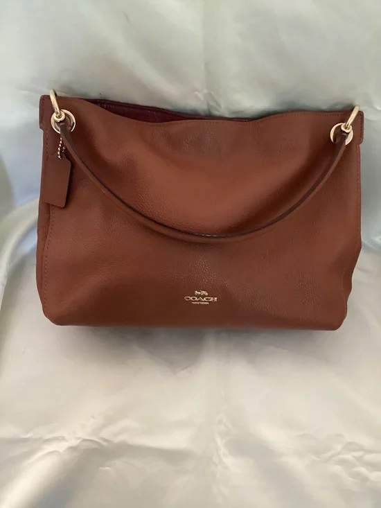 Coach Clarkson Hobo Pebbled Leather Shoulder Bag Cognac brown