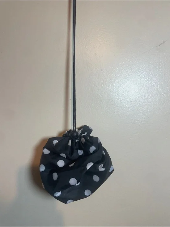 Black Polka Dot Drawstring Pouch HoBo bag no brand