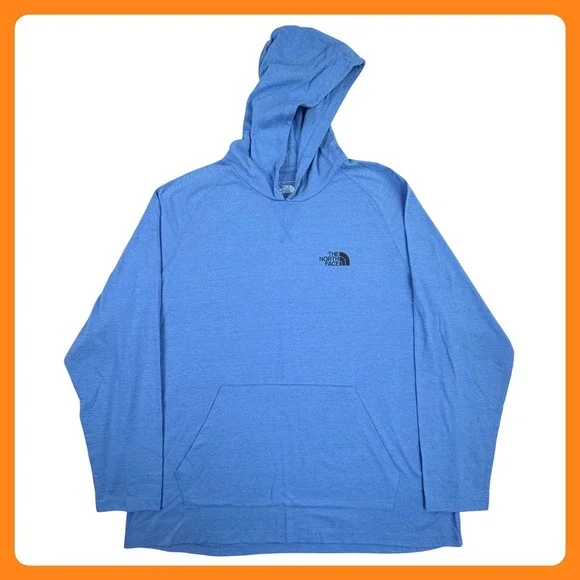 The North Face Hoodie Men XXL Blue Performance Cotton Rayon Classic Lightweight