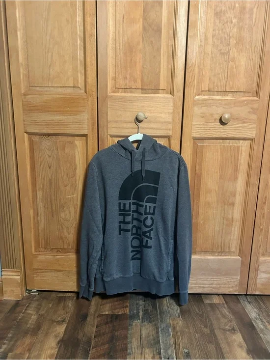 The North Face Charcoal Gray Pullover Hoodie with Large Logo