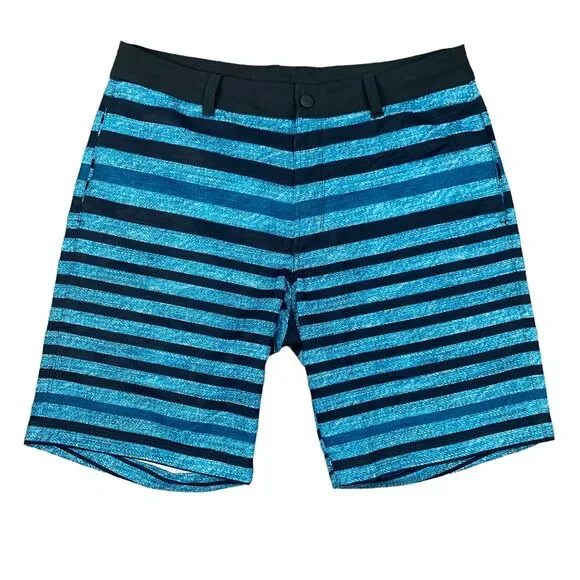 The North Face Hybrid Shorts Mens 34 Navy Striped Hidden Drawstring Lightweight